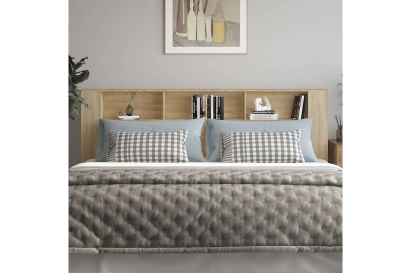 beBasic Sängynpääty säilytystilalla Sonoma-tammi 220x18,5x104,5 cm - Ruskea - Huonekalut - Sänky - Sängyn lisävarusteet & sängynpäädyt - Sängynpääty