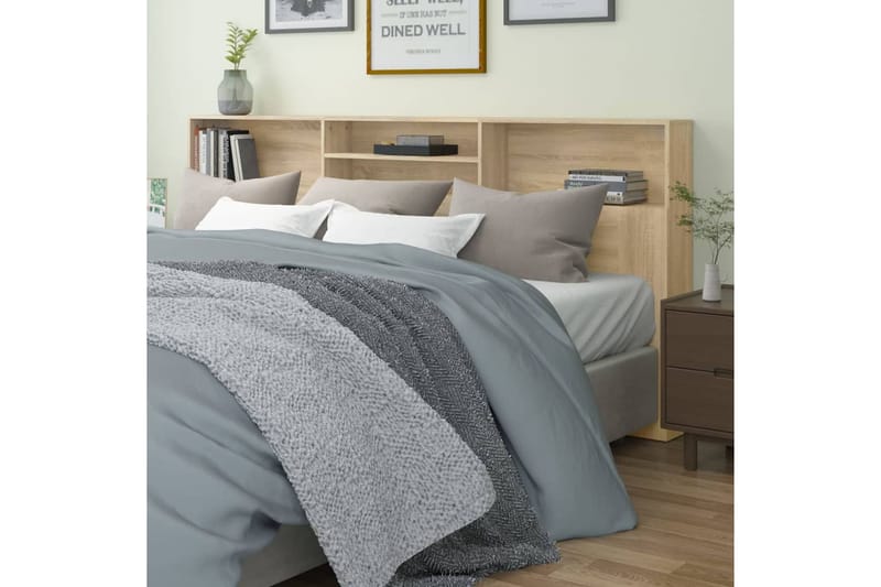 beBasic Sängynpääty säilytystilalla Sonoma-tammi 220x19x103,5 cm - Ruskea - Huonekalut - Sänky - Sängyn lisävarusteet & sängynpäädyt - Sängynpääty