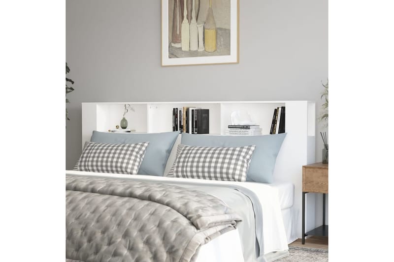 beBasic Sängynpääty säilytystilalla valkoinen 220x18,5x104,5 cm - Valkoinen - Huonekalut - Sänky - Sängyn lisävarusteet & sängynpäädyt - Sängynpääty