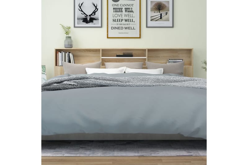 beBasic Sängynpääty säilytystilalla valk./Sonoma-tammi 220x19x103,5 cm - Beige - Huonekalut - Sänky - Sängyn lisävarusteet & sängynpäädyt - Sängynpääty