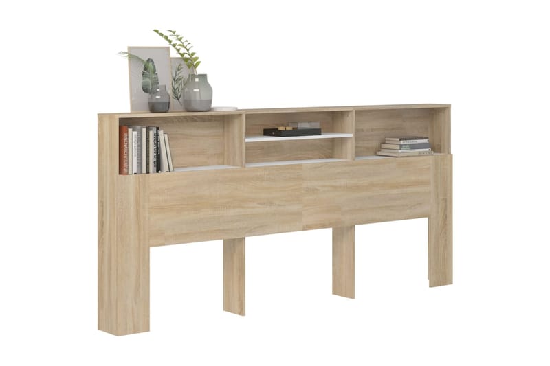 beBasic Sängynpääty säilytystilalla valk./Sonoma-tammi 220x19x103,5 cm - Beige - Huonekalut - Sänky - Sängyn lisävarusteet & sängynpä�ädyt - Sängynpääty