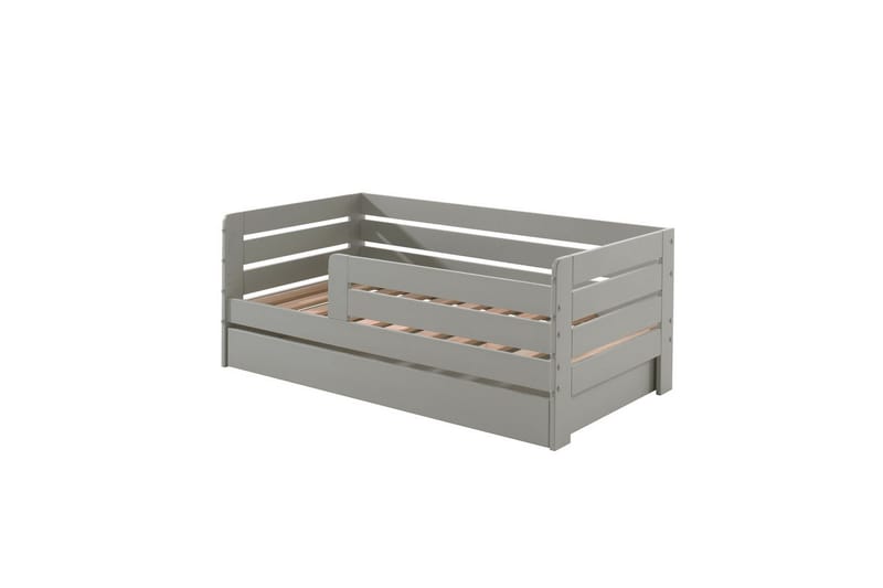 Juniorisänky kaiteilla ja laatikolla Lastensänky Harmaa - Harmaa - Huonekalut - Sänky - Sängyn lisävarusteet & sängynpäädyt - Makuuhuoneen säilytys
