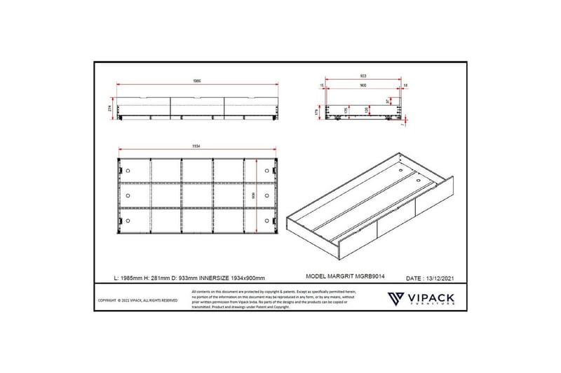 Kapteenisänky laatikolla Margarit - Huonekalut - Sänky - Sängyn lisävarusteet & sängynpäädyt - Makuuhuoneen säilytys