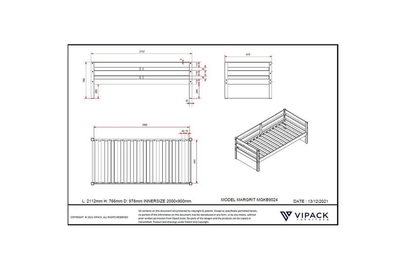 Kapteenisänky laatikolla Margarit - Huonekalut - Sänky - Sängyn lisävarusteet & sängynpäädyt - Makuuhuoneen säilytys