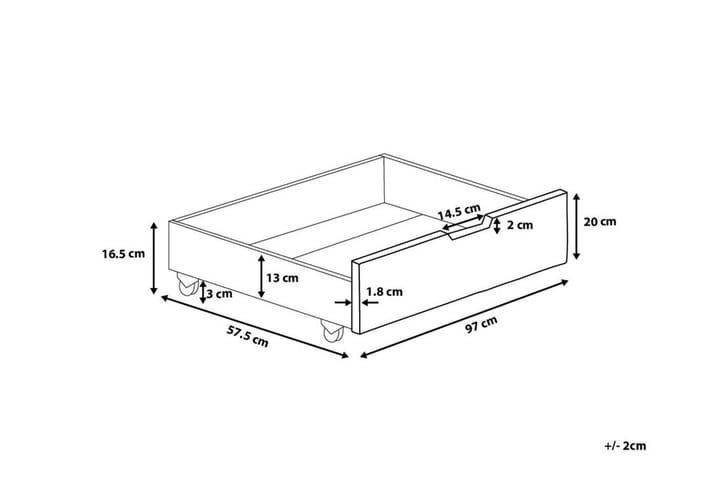 Laatikko Rumilly 97x58 cm - Valkoinen - Makuuhuoneen säilytys - Sänkylaatikko
