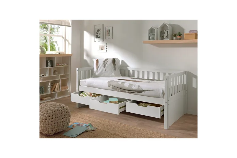 Parvisänky Fritz Valkoinen, Laatikolla - Valkoinen, Laatikolla - Huonekalut - Sänky - Sängyn lisävarusteet & sängynpäädyt - Makuuhuoneen säilytys