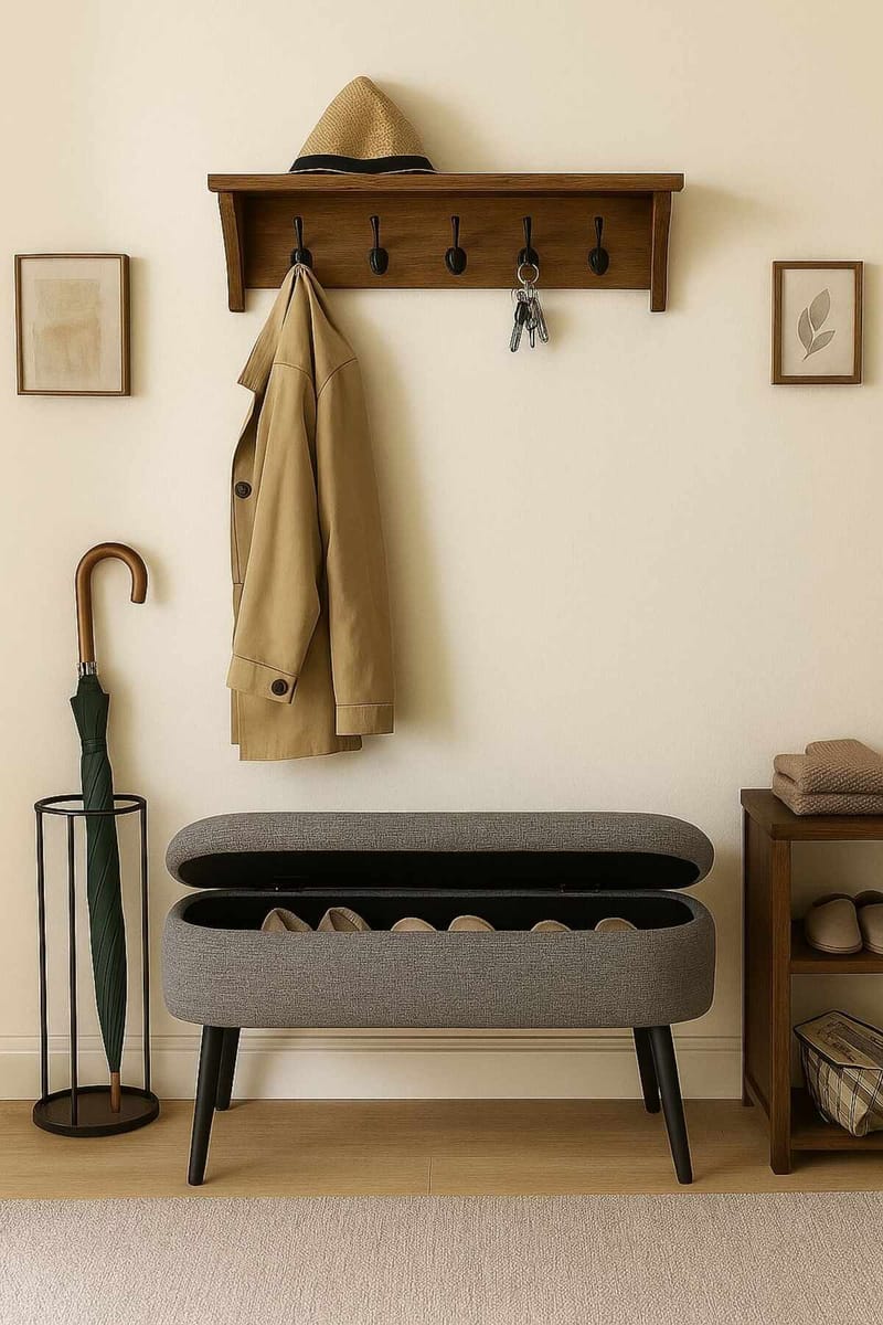 Pouffe with Storage Atelier Del Sofa Harmaa - Huonekalut - Sänky - Sängyn lisävarusteet & sängynpäädyt - Makuuhuoneen säilytys - Sängynpäätylaatikko
