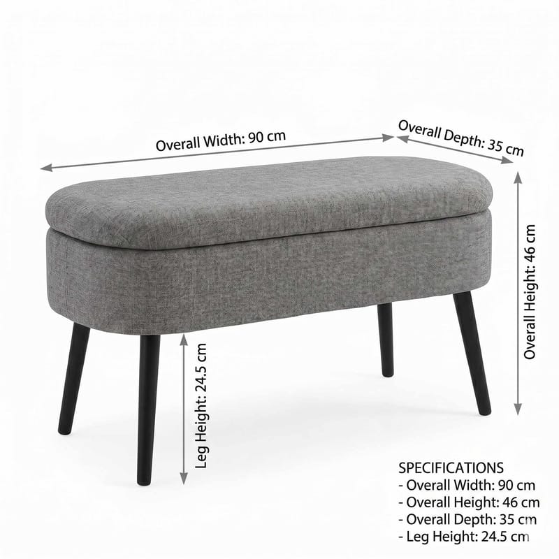 Pouffe with Storage Atelier Del Sofa Harmaa - Huonekalut - Sänky - Sängyn lisävarusteet & sängynpäädyt - Makuuhuoneen säilytys - Sängynpäätylaatikko