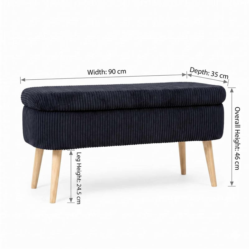 Pouffe with Storage Atelier Del Sofa Musta - Huonekalut - Sänky - Sängyn lisävarusteet & sängynpäädyt - Makuuhuoneen säilytys - Sängynpäätylaatikko