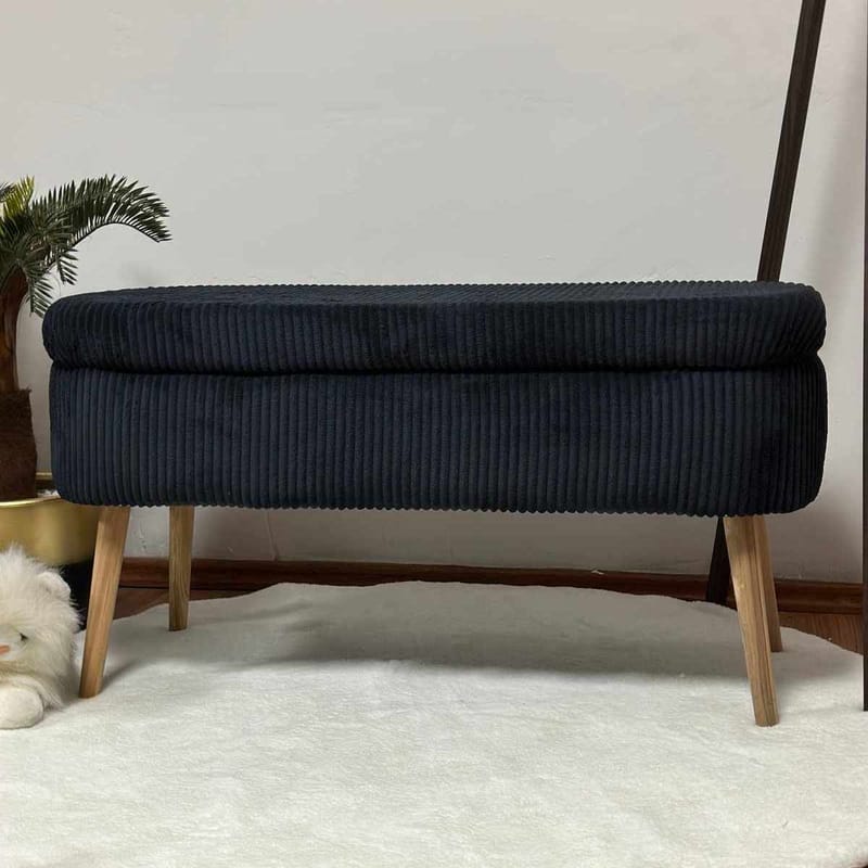 Pouffe with Storage Atelier Del Sofa Musta - Huonekalut - Sänky - Sängyn lisävarusteet & sängynpäädyt - Makuuhuoneen säilytys - Sängynpäätylaatikko