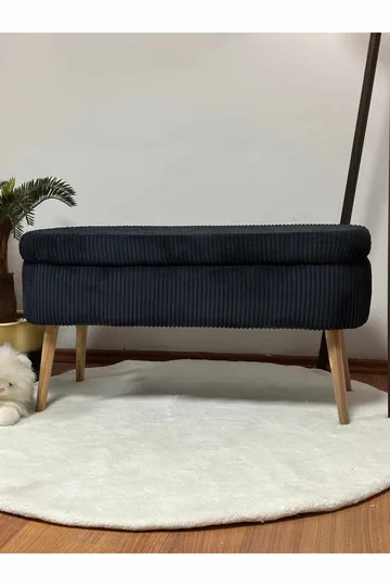 Pouffe with Storage Atelier Del Sofa Musta - Huonekalut - Sänky - Sängyn lisävarusteet & sängynpäädyt - Makuuhuoneen säilytys - Sängynpäätylaatikko