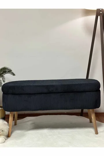 Pouffe with Storage Atelier Del Sofa Musta - Huonekalut - Sänky - Sängyn lisävarusteet & sängynpäädyt - Makuuhuoneen säilytys - Sängynpäätylaatikko