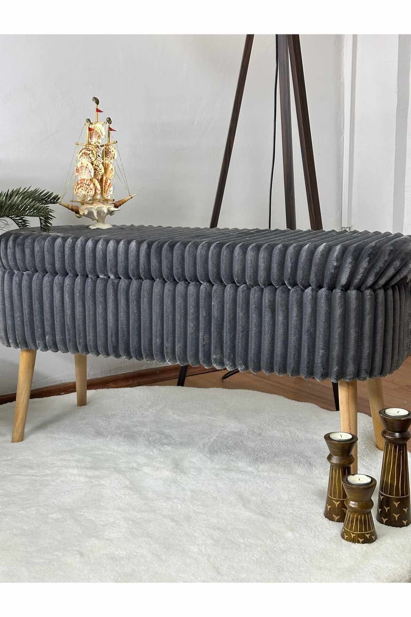 Pouffe with Storage Atelier Del Sofa Toscano Anthracite - Huonekalut - Sänky - Sängyn lisävarusteet & sängynpäädyt - Makuuhuoneen säilytys - Sängynpäätylaatikko