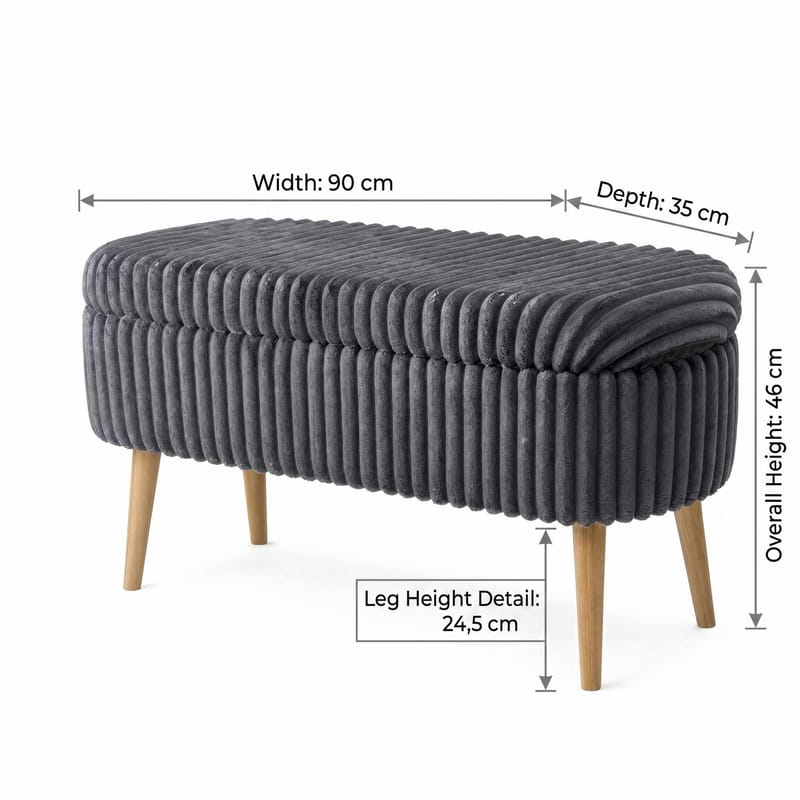 Pouffe with Storage Atelier Del Sofa Toscano Anthracite - Huonekalut - Sänky - Sängyn lisävarusteet & sängynpäädyt - Makuuhuoneen säilytys - Sängynpäätylaatikko