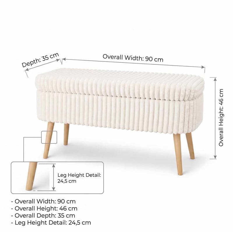 Pouffe with Storage Atelier Del Sofa Toscano Cream - Huonekalut - Sänky - Sängyn lisävarusteet & sängynpäädyt - Makuuhuoneen säilytys - Sängynpäätylaatikko