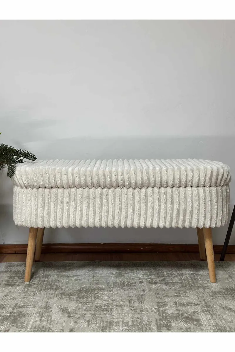 Pouffe with Storage Atelier Del Sofa Toscano Cream - Huonekalut - Sänky - Sängyn lisävarusteet & sängynpäädyt - Makuuhuoneen säilytys - Sängynpäätylaatikko