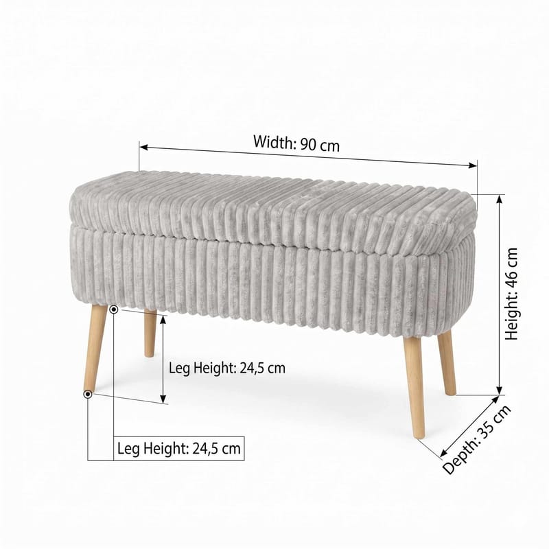 Pouffe with Storage Atelier Del Sofa Toscano Grey - Huonekalut - Sänky - Sängyn lisävarusteet & sängynpäädyt - Makuuhuoneen säilytys - Sängynpäätylaatikko
