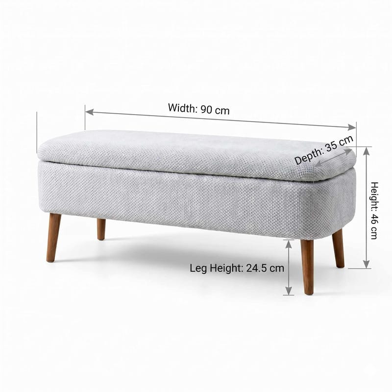 Pouffe with Storage Atelier Del Sofa Vaaleanharmaa - Vaaleanharmaa, Ruskea - Huonekalut - Sänky - Sängyn lisävarusteet & sängynpäädyt - Makuuhuoneen säilytys - Sängynpäätylaatikko