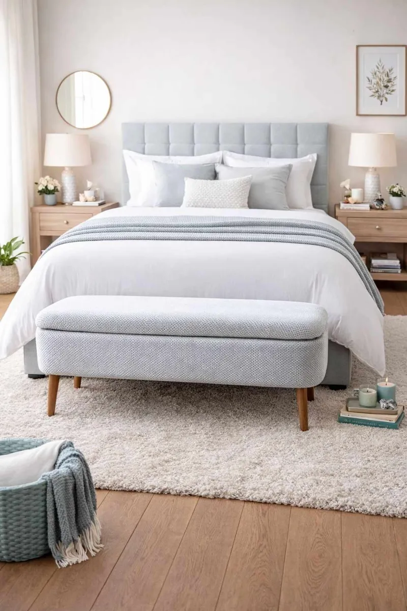 Pouffe with Storage Atelier Del Sofa Vaaleanharmaa - Vaaleanharmaa, Ruskea - Huonekalut - Sänky - Sängyn lisävarusteet & sängynpäädyt - Makuuhuoneen säilytys - Sängynpäätylaatikko