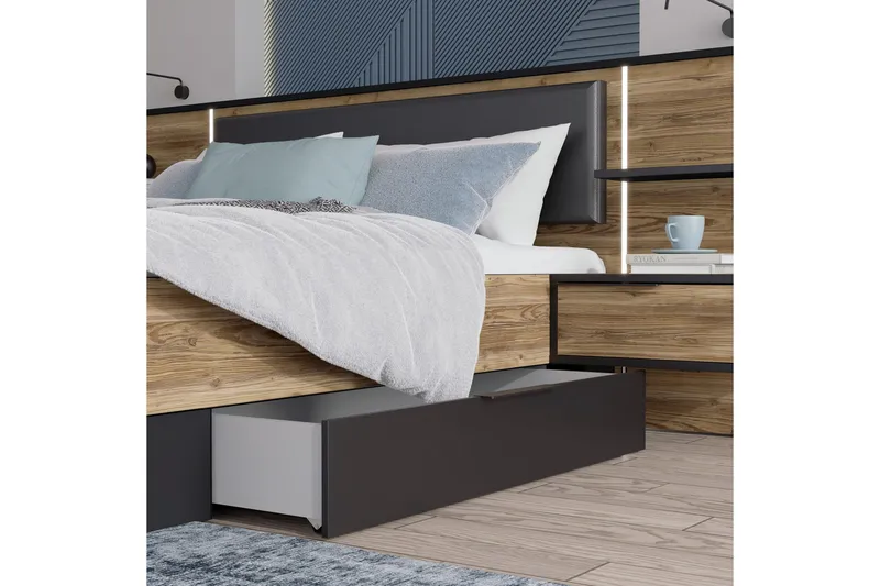 Sänglaatikkoa Yundola 2-pak - Musta/Harmaa - Huonekalut - Sänky - Sängyn lisävarusteet & sängynpäädyt - Makuuhuoneen säilytys