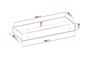 Sängynaluslaatikko Rathmore 140 cm - Harmaa - Huonekalut - Sänky - Sängyn lisävarusteet & sängynpäädyt - Makuuhuoneen säilytys - Sängynpäätylaatikko