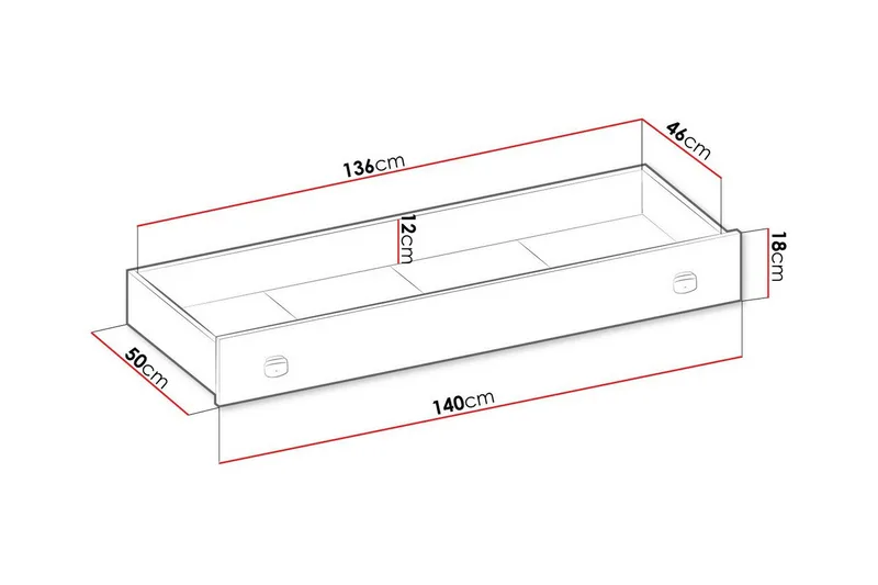 Sängynaluslaatikko Rathmore 140 cm - Harmaa - Huonekalut - Sänky - Sängyn lisävarusteet & sängynpäädyt - Makuuhuoneen säilytys - Sängynpäätylaatikko
