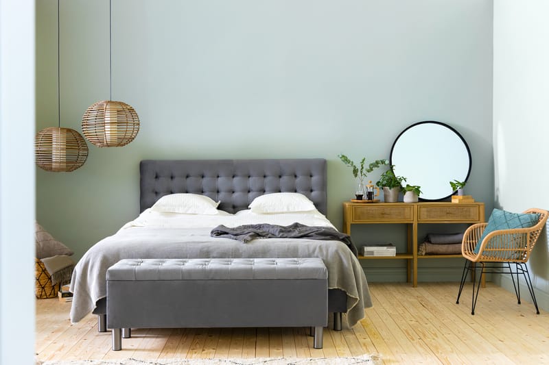 Sängynpäätyarkku Rebeca 140 cm Neliö - Harmaa - Huonekalut - Sänky - Sängyn lisävarusteet & sängynpäädyt - Makuuhuoneen säilytys - Sängynpäätylaatikko