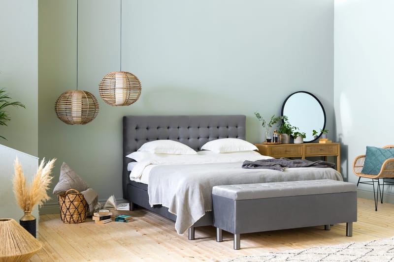 Sängynpäätyarkku Rebeca 140 cm Neliö - Harmaa - Huonekalut - Sänky - Sängyn lisävarusteet & sängynpäädyt - Makuuhuoneen säilytys - Sängynpäätylaatikko