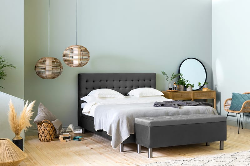 Sängynpäätyarkku Rebeca 140 cm Neliö - Tummanharmaa - Huonekalut - Sänky - Sängyn lisävarusteet & sängynpäädyt - Makuuhuoneen säilytys - Sängynpäätylaatikko