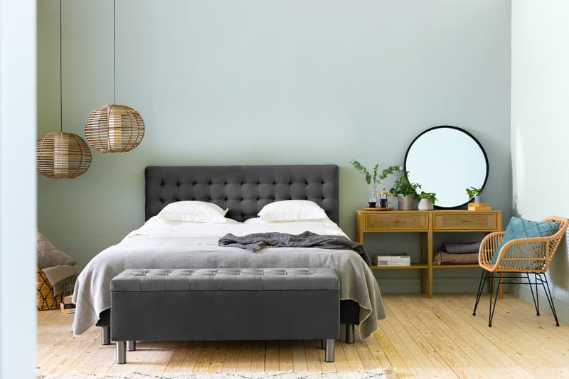 Sängynpäätyarkku Rebeca 140 cm Neliö - Tummanharmaa - Huonekalut - Sänky - Sängyn lisävarusteet & sängynpäädyt - Makuuhuoneen säilytys - Sängynpäätylaatikko