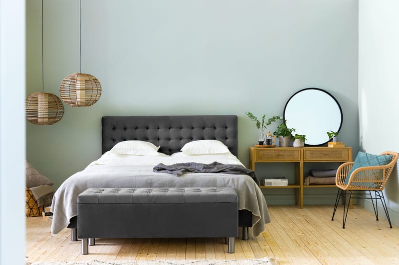 Sängynpäätyarkku Rebeca 140 cm Neliö - Tummanharmaa - Huonekalut - Sänky - Sängyn lisävarusteet & sängynpäädyt - Makuuhuoneen säilytys - Sängynpäätylaatikko