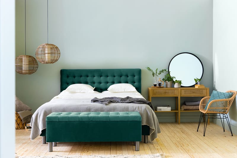 Sängynpäätyarkku Rebeca 140 cm Neliö - Vihreä - Huonekalut - Sänky - Sängyn lisävarusteet & sängynpäädyt - Makuuhuoneen säilytys - Sängynpäätylaatikko