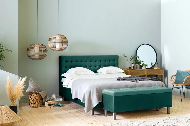 Sängynpäätyarkku Rebeca 140 cm Neliö - Vihreä - Huonekalut - Sänky - Sängyn lisävarusteet & sängynpäädyt - Makuuhuoneen säilytys - Sängynpäätylaatikko