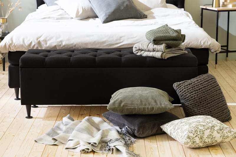 Sängynpäätyarkku Rebeca 140 cm Ruutu - Musta - Huonekalut - Sänky - Sängyn lisävarusteet & sängynpäädyt - Makuuhuoneen säilytys - Sängynpäätylaatikko