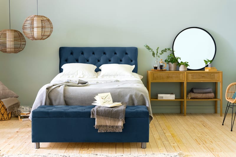 Sängynpäätyarkku Rebeca 140 cm - Sininen - Huonekalut - Sänky - Sängyn lisävarusteet & sängynpäädyt - Makuuhuoneen säilytys - Sängynpäätylaatikko