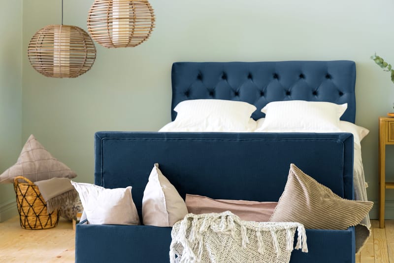 Sängynpäätyarkku Rebeca 140 cm - Sininen - Huonekalut - Sänky - Sängyn lisävarusteet & sängynpäädyt - Makuuhuoneen säilytys - Sängynpäätylaatikko