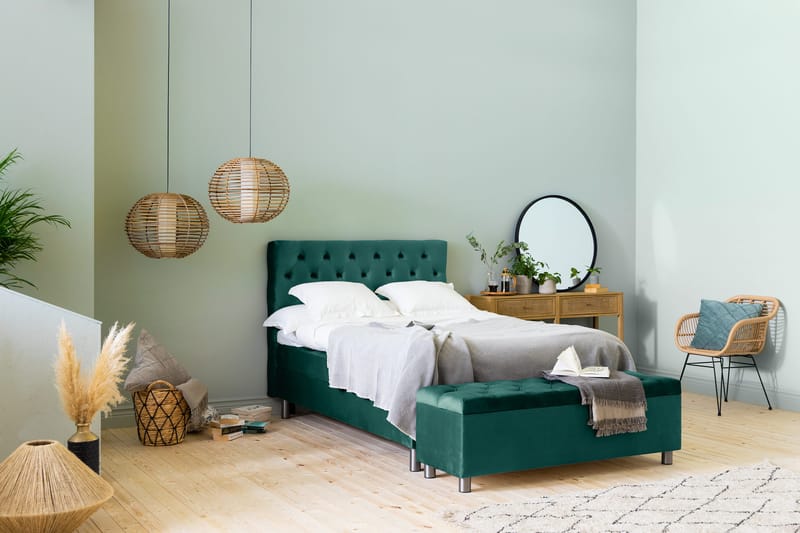 Sängynpäätyarkku Rebeca 140 cm - Vihreä - Huonekalut - Sänky - Sängyn lisävarusteet & sängynpäädyt - Makuuhuoneen säilytys - Sängynpäätylaatikko