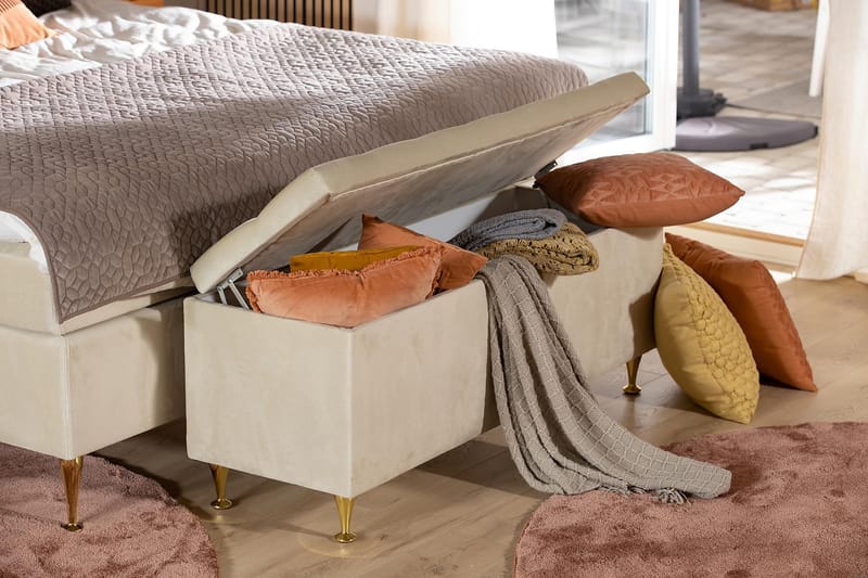Sängynpäätyarkku Torsö Sametti - Beige - Huonekalut - Sänky - Sängyn lisävarusteet & sängynpäädyt - Makuuhuoneen säilytys - Sängynpäätylaatikko