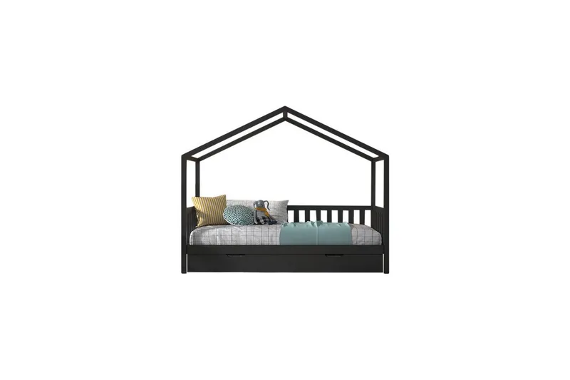 Sänky, jossa on laatikko ja aita Dallas 90x200 cm Antrasiitti - Antrasiitti - Huonekalut - Sänky - Sängyn lisävarusteet & sängynpäädyt - Makuuhuoneen säilytys