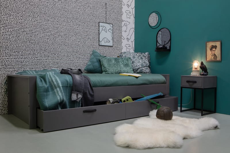 Sänkylaatikko Janey 92x198 cm - Harmaa/Musta - Huonekalut - Sänky - Sängyn lisävarusteet & sängynpäädyt - Makuuhuoneen säilytys