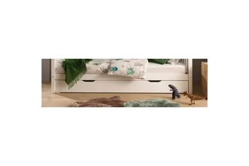 Talon muotoinen sänky, jossa laatikko Dallas 90x200 cm Valkoinen, Aitaus mukana - Valkoinen, Aitaus mukana - Huonekalut - Sänky - Sängyn lisävarusteet & sängynpäädyt - Makuuhuoneen säilytys
