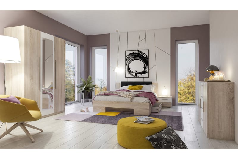 Vuodevaatelaatikko Tikob 69x116 cm - Luonnonväri/Valkoinen - Huonekalut - Sänky - Sängyn lisävarusteet & sängynpäädyt - Makuuhuoneen säilytys