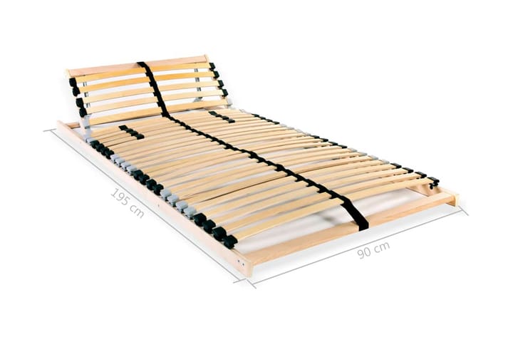 Sängyn sälepohja 28 säleellä 7 vyöhykettä 90x200 cm - Ruskea - Sälepohjat