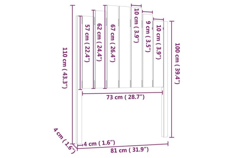 Sängynpääty 81x4x110 cm täysi mänty - Ruskea - Huonekalut - Sänky - Sängyn lisävarusteet & sängynpäädyt - Sängynpääty