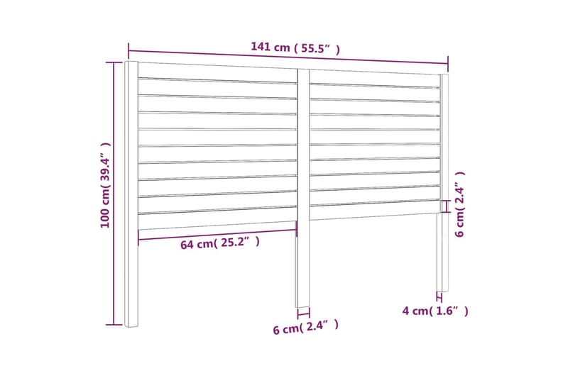 Sängynpääty musta 141x4x100 cm täysi mänty - Musta - Huonekalut - Sänky - Sängyn lisävarusteet & sängynpäädyt - Sängynpääty