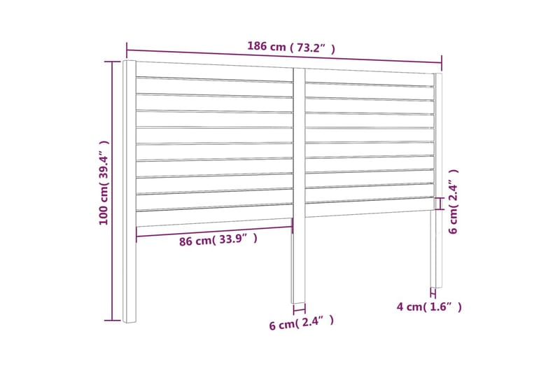 Sängynpääty musta 186x4x100 cm täysi mänty - Musta - Sängynpääty