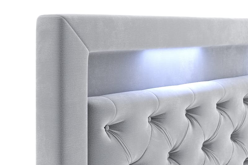 Romance Velvet LED Pääty 140 - Vaaleanharmaa - Huonekalut - Sänky - Sängyn lisävarusteet & sängynpäädyt - Sängynpääty