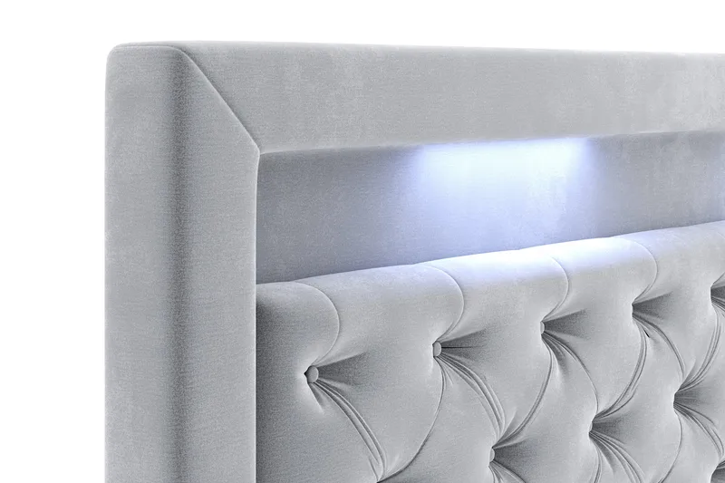 Romance Velvet LED Pääty 200 - Vaaleanharmaa - Huonekalut - Sänky - Sängyn lisävarusteet & sängynpäädyt - Sängynpääty