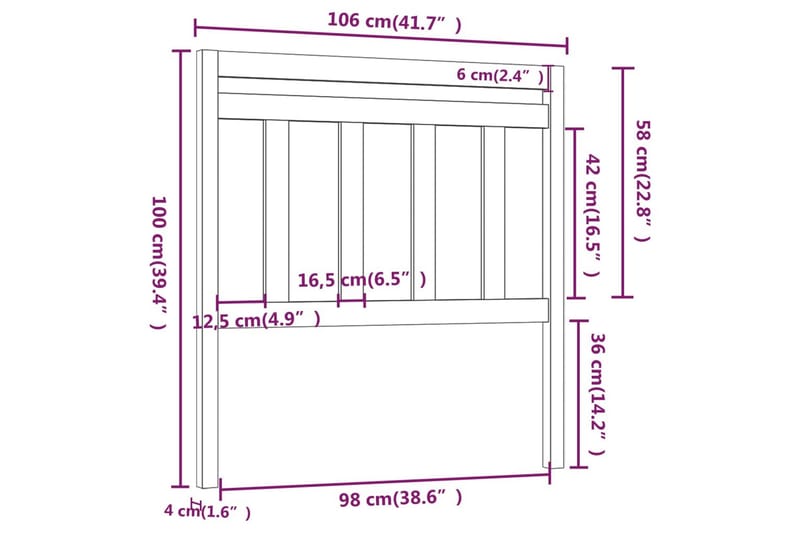 Sängynpääty 106x4x100 cm täysi mänty - Ruskea - Huonekalut - Sänky - Sängyn lisävarusteet & sängynpäädyt - Sängynpääty