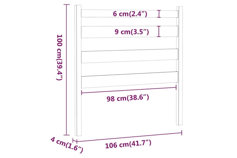 Sängynpääty 106x4x100 cm täysi mänty - Ruskea - Huonekalut - Sänky - Sängyn lisävarusteet & sängynpäädyt - Sängynpääty